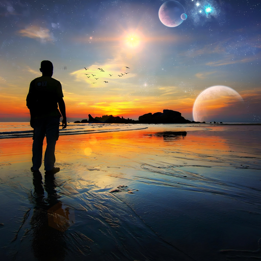 I wish you a wonderful day ❤️

#sunset #sea #silhouette #man #stars #clouds planet #moon #birds #surreal #surrealism #fantasy #imagination #orient_arts #madewithpicsart #heypicsart #local #masterstoryteller #picsartmaster #papics #picsart @picsart

Original photo is license free and from Unsplash, Pexels, Pixabay or ai created.